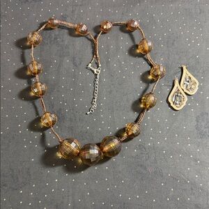 Elegant Gold Beaded Necklace and Earrings Set chunky, viral